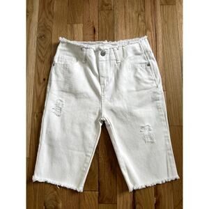 Habitual Girl White Distressed Denim Jean Bermuda Shorts Raw Hem (Youth 12)